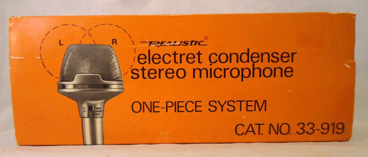 VINTAGE REALISTIC ELECTRET CONDENSER STEREO MICROPHONE #33-919 NEW