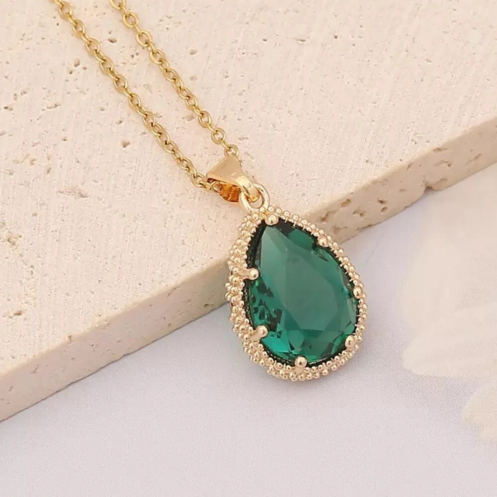 Emerald teardrop shop pendant