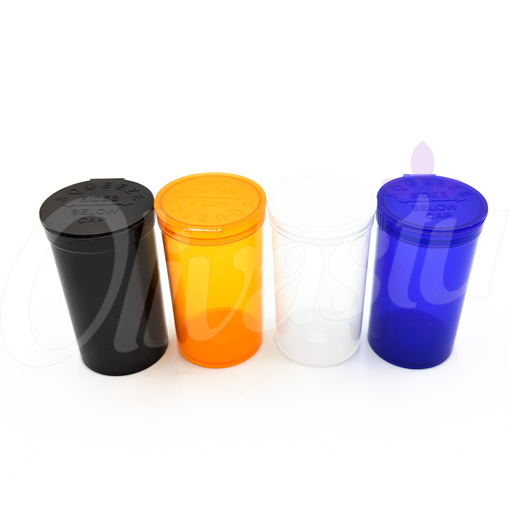 3 x 19 Dram Pop Top Container Child Smell Proof Proof Pill Tub - Random Colour
