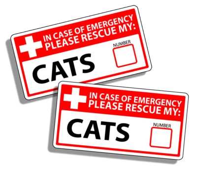 REAL STICKY CAT Emergency Pet Rescue Sticker 1st First Aid FIRE Safety Window Door Decal 911
