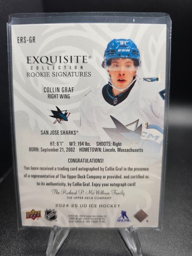 2024-25 UD Ice Collin Graf RC Exquisite Rookie On Card Auto Platinum Blue /25 - Picture 2 of 2
