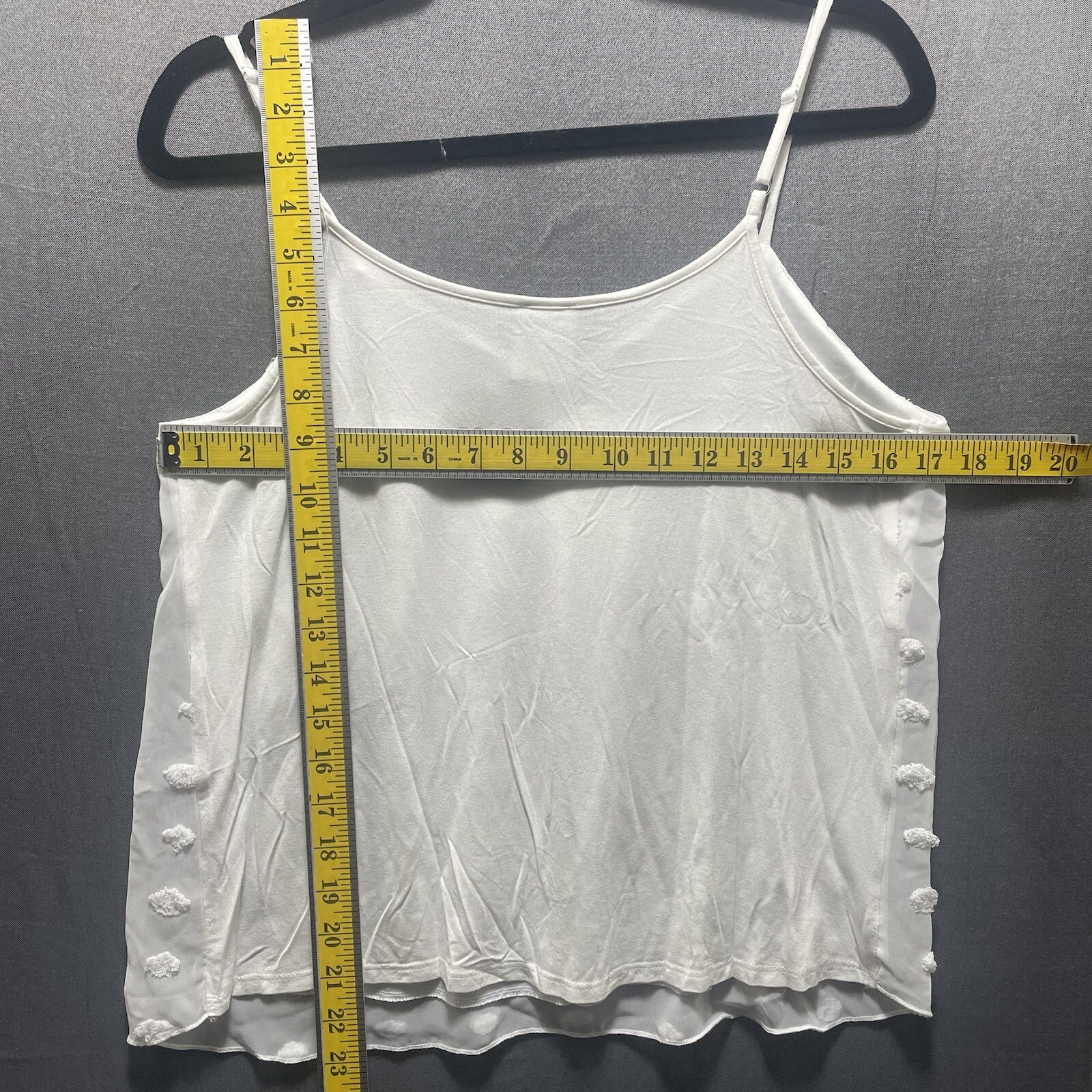 Naif Womens White Textured Polka Dot Cami Top Size Small