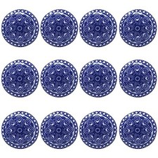 Set of 12 Blue Ceramic Knobs for Cupboard Door Drawer and Furniture Pulls