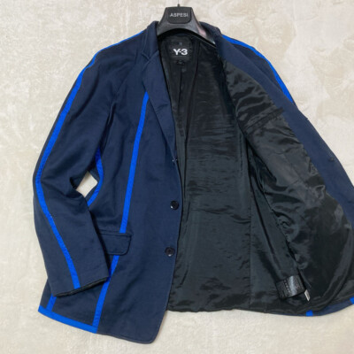 ヨウジヤマモト　Yohji Yamamoto Y-3 ネイビー ジャケット Y-3 Yoji Yamamoto Adidas Blue Taping Jacket L - Stretch
