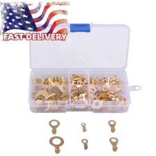 150X Insulated Crimp Copper Ring Terminals Wire Connectors Spade Electrical Kit