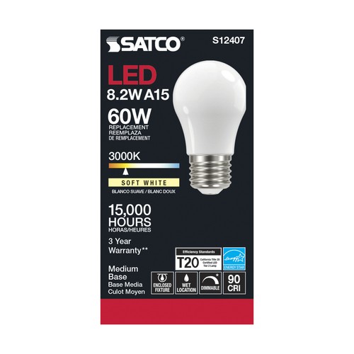 6 Pack Satco S12407 LED Filament Bulbs 120V 8.2W A15 Medium E26 3000K Soft White - Picture 4 of 8