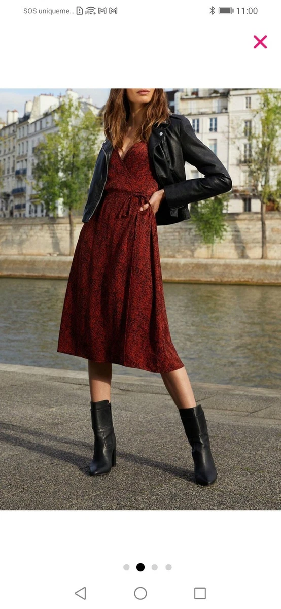 Robe portefeuille serpent marron orang Kookai 42 neuve