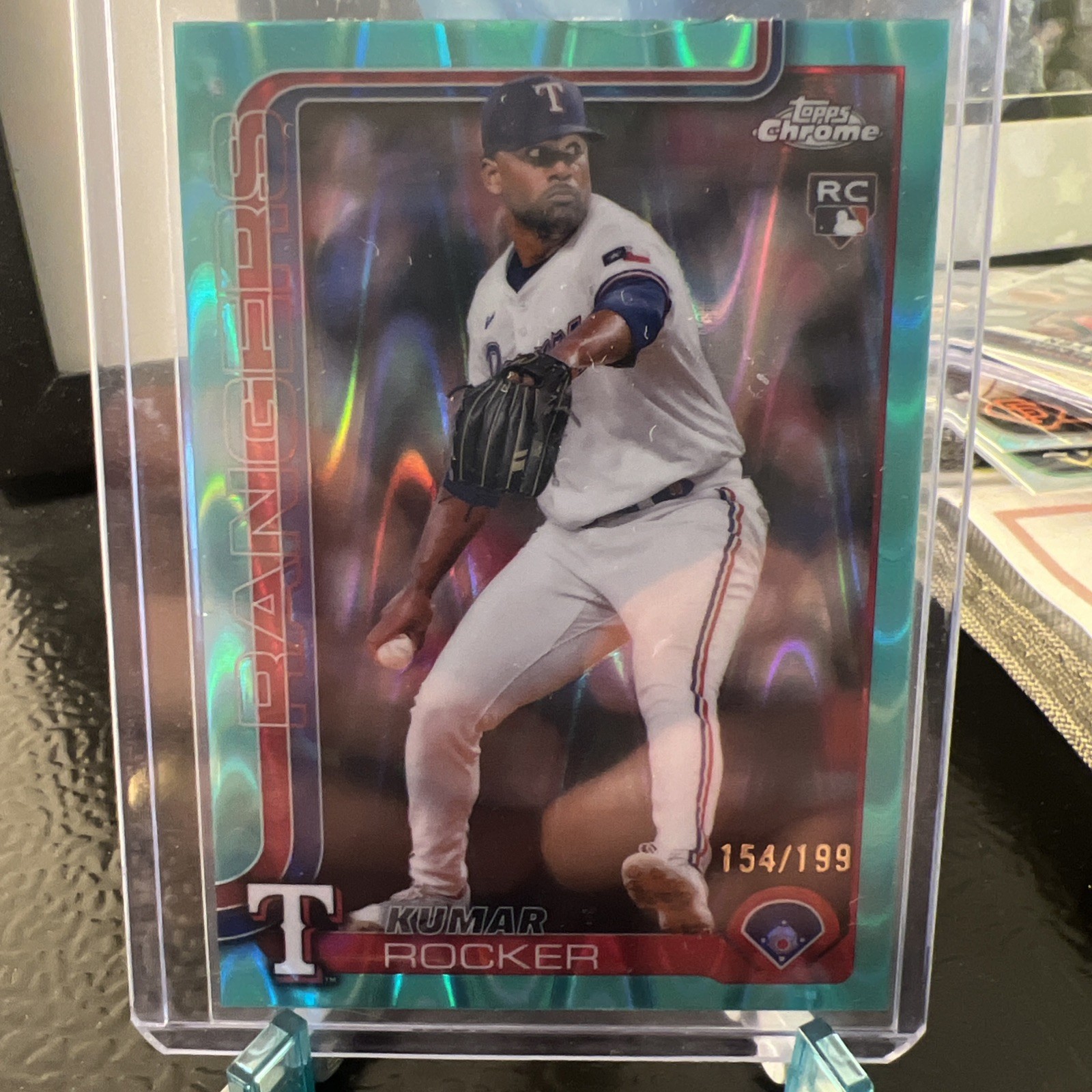 2025 Topps Chrome - Kumar Rocker #73 Aqua Lava Refractor /199 (RC)