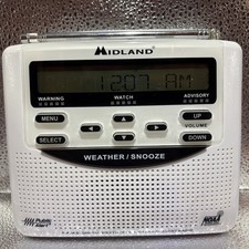 Midland WR-120EZ NOAA Weather Emergency Alert Radio Alarm Clock No Ac Adapter