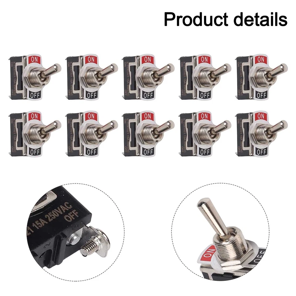 10Pieces Toggle Switch 12V 24V 220V 230V 10A ON / OFF 2 Pin Car Rocker Switch - Image 2 of 4
