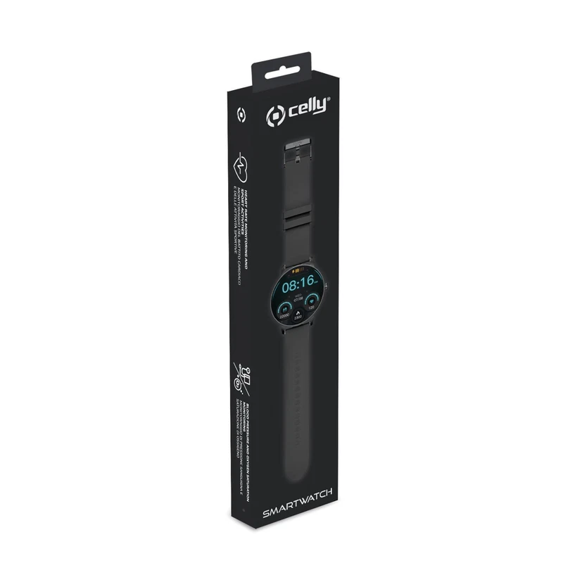 Smartwatch CELLY TRAINERROUND2 Orologio Nero Touch 1,28" Chiamate Notifiche, fotografia 4 di 10