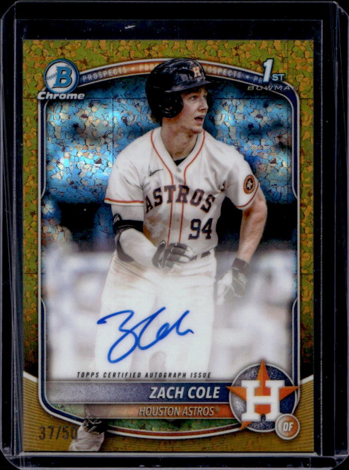 2025 Bowman Chrome Zach Cole Auto Gold Mini Diamonds Refractor 1st Prospect #/50