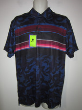 ROBERT GRAHAM RAGNER Performance Polo Shirt Classic Fit Camo Blue Stripe Sz M