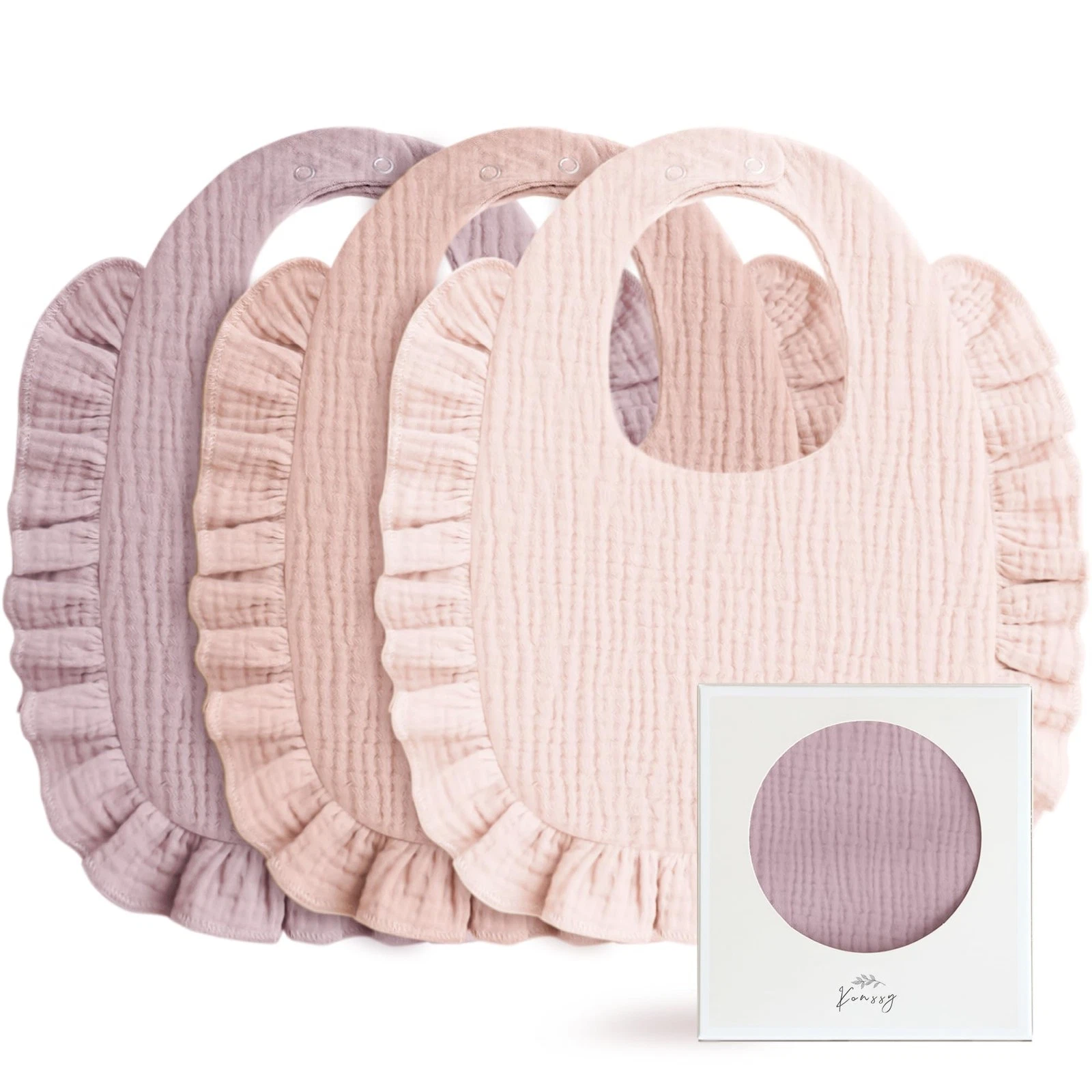 Konssy Muslin Baby Bibs for Girls – Soft 100% Cotton Drool Bibs, Ruffle Trim for
Opens in a new wind