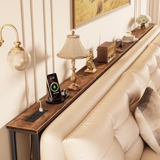118 Inch Sofa Table with Power Outlets, Skinny Behind Couch Table 5.9 Inch Narro