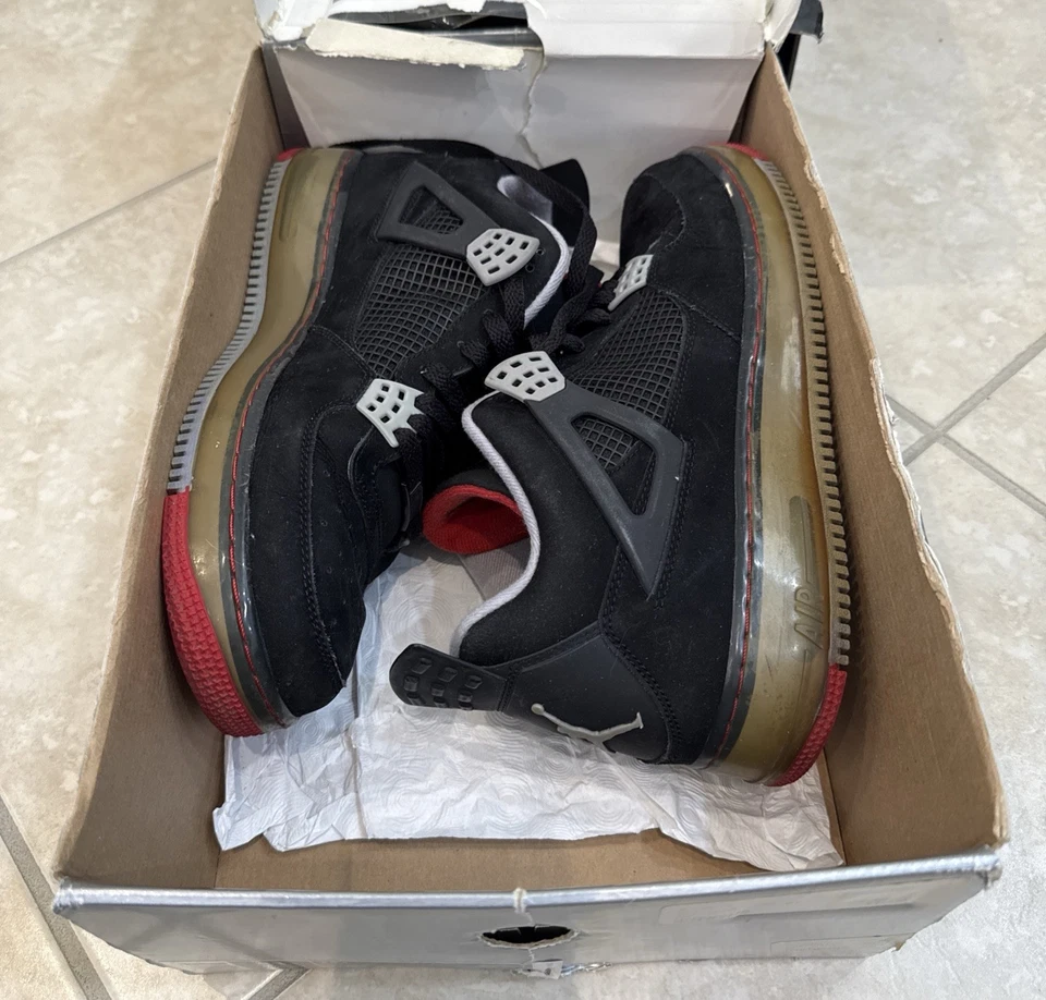 NIKE AIR JORDAN AJF FUSION 4 AIR JORDAN 4 RETRO "BRED" BLACK SZ 11 [364342-061] - Image 4 of 4