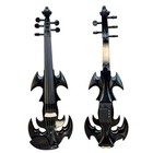Original design 5 string Electric Violin 4/4, Black, Solid wood, Free case bow
