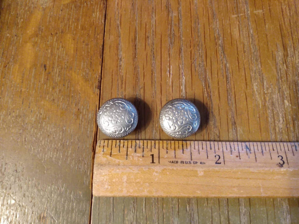 Vintage Banhado a Prata 5/8 pol. Freio Redondo Rein Chicago Parafuso Concho PR - Imagem 3 de 4