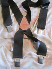 SEARS Craftsman 240477 BLACK ELASTIC WOVEN CANVAS CLIP-ON X-BACK SUSPENDER-2" WI