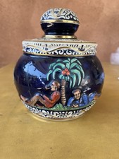 Marzi And Remy Palm Tree Tobacco Jar Blue And Gold