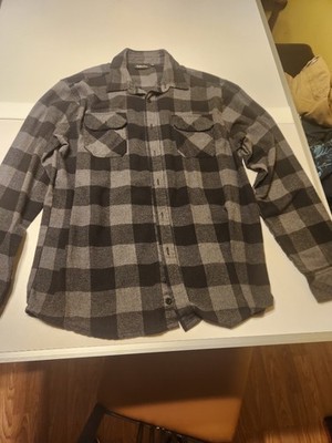 Golden Tree Men's Flannel Plaid Button-Up Shirt Gray Black Long Sleeve Size L