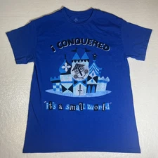Disney Parks I Conquered It’s A Small World Unisex T-shirt M Blue 2 Sided