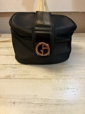 Giorgio Armani Black Faux Leather Makeup Bag ...