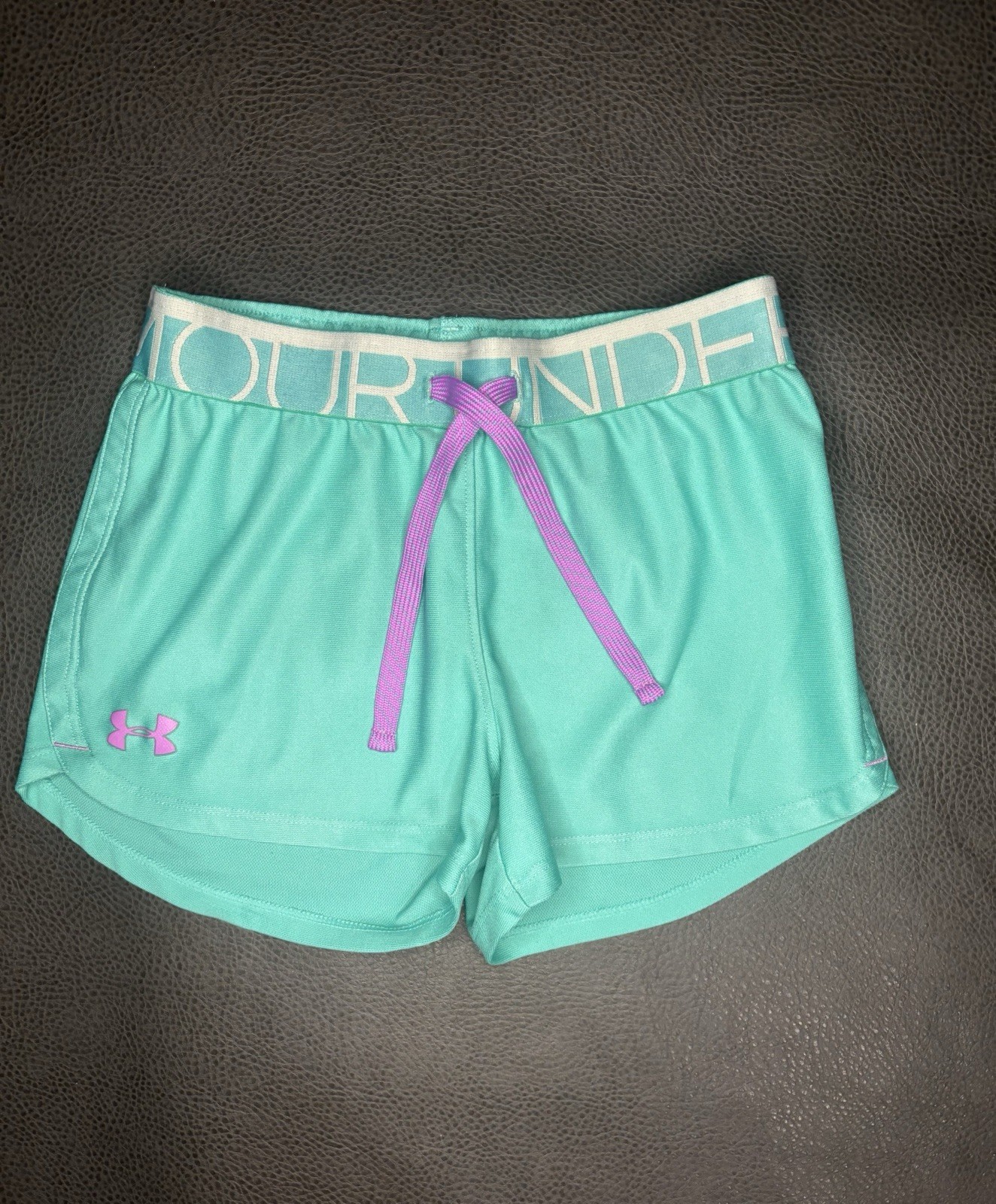 Under Armour Girls' Play Up Shorts In A Mint/Teal Size Youth Medium