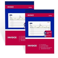 2 Packs Invoice Book for Small Business 2-Part Carbonless, 5-1/8”x7-29/32” Re...