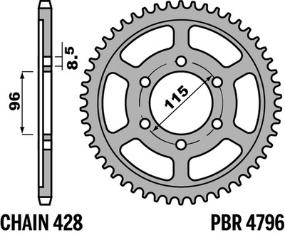 PBR-Kettenrad Schwarz in Stahl C45 für MALAGUTI 125 DRAKON 125 ABS 2023-2025 51T