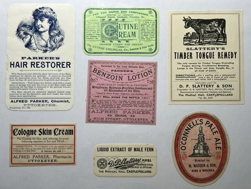 Ireland Advertising Irish Vintage Medicine Bottle Labels Unused Advertising