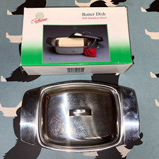 Airedale Cookware 18/8 Stainless Steel Butter Dish w/ Lid & Handles, Silver