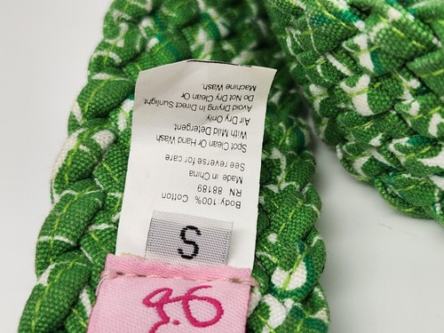 Lilly Pulitzer Woven Belt Braid Silver D Ring Cotton Size Medium Green Size S - Picture 7 of 7
