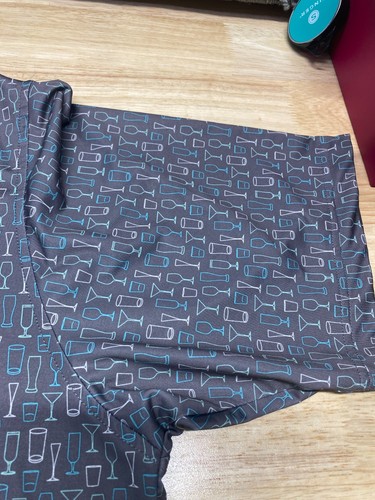 FootJoy Drinks Polo Shirt Mens XL Grey Cocktail All Over Print Stretch Golf Fun - Picture 7 of 13