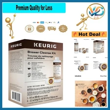 Brewer Cleanse Kit for Coffee Makers 4 Rinse Pods & Descaling Solution USA