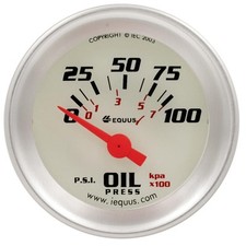 Equus Oil Pressure Gauge 8164 8000 Series 0-100 Psi 1-12 In. Electric White