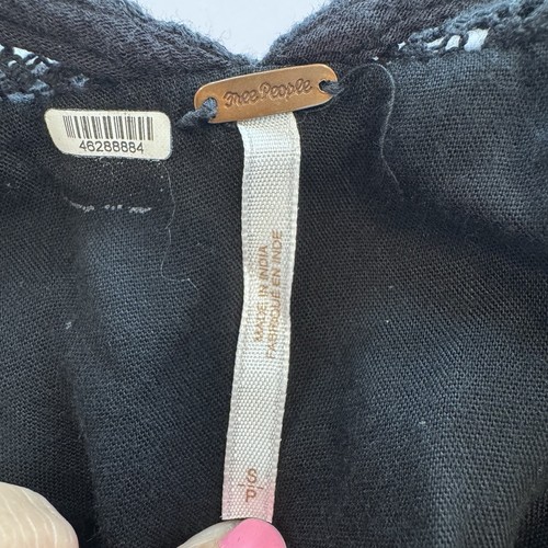 Mini Vestido Free People Para Mujer Pequeño Mohave Bordado Negro Boho Espalda Abierta - Imagen 8 de 9