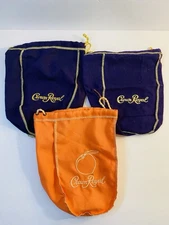 Crown Royal Peach & Purple Pull String Bag Lot of 3 