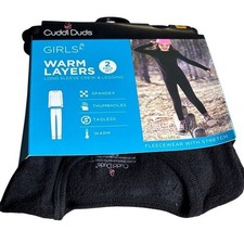 Cuddl Duds Girls SZ S 6/6X Performance Baselayer Fleece Crew  Pant Blackl NEW
