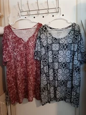 Catherine's floral 3x 26/28W Plus Size Cotton Easy Fit T-Shirts Women's Top 