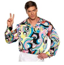 Disco Shirt Pink Multi Swirl - 60's 70's - Costume - Men - 2 Sizes
