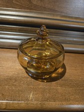 Vtg Amber Indiana Glass Candy Dish with Lid