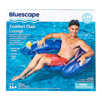 Bluescape Blue Inflatable Comfort Chair Lounge Pool Float, Age 14 & up, Unisex