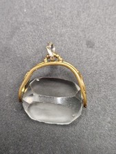 Vintage Yellow Metal Spinner Fob Pendant