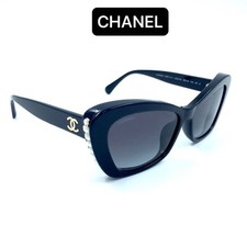 Chanel CH5481HA Navy Cat Eye Asian Fit Sunglasses Grey Lens