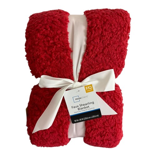 Mainstays Faux Shearling Blanket Red Full/Queen 90"X90" NEW - Picture 1 of 3