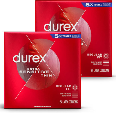 Durex Condoms, Extra Sensitive & Extra Lubricated Condoms, Ultra Fine, Natural L