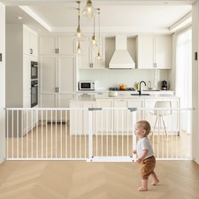 60.6"-113" Extra Long Baby Gates for Large Openings Extra Wide, Outdoor Dog G...