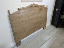 Carved Pine Headboard King-size or Double Bed Antique Pine 156 cm W Delivery Ava