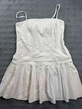 Wild Fable Dress Womens Small White Fit  Flare Mini Spaghetti Strap Pleated